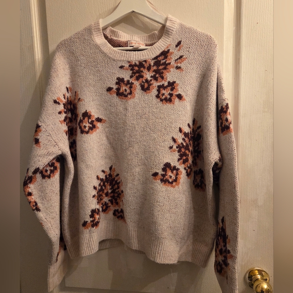 Target Knox Rose Floral Knit Sweater in Cream and Brown